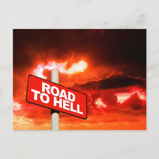 Carte Postale Panneau Route vers l'enfer (Devant)