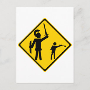 Carte Postale Panneau routier David et Goliath