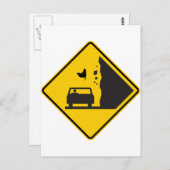Carte Postale Panneau routier de la zone de poulet en chute (Devant / Derrière)