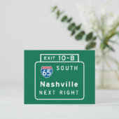 Carte Postale Panneau routier de Nashville, TN (Debout devant)