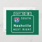 Carte Postale Panneau routier de Nashville, TN (Devant / Derrière)