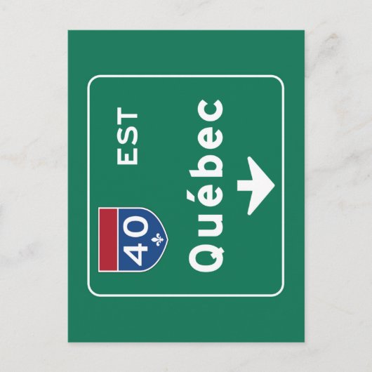 Carte Postale Panneau routier Québec-Canada (Devant)