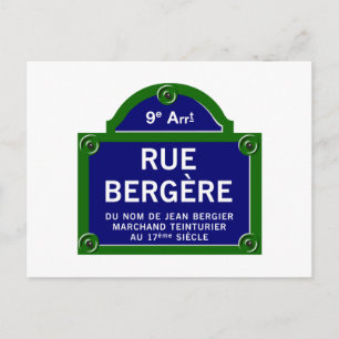 Carte Postale Panneau rue Bergere, Paris