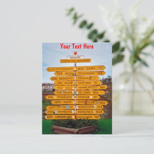 Carte Postale Panneau signalétique Narvik, Norvège personnalisab (Debout devant)