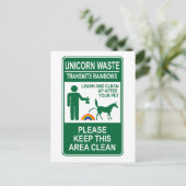 Carte Postale Panneau Unicorne Déchets (Debout devant)