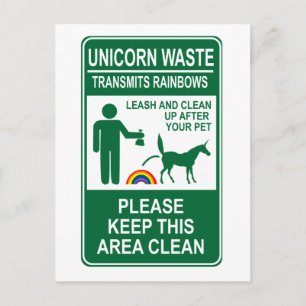Carte Postale Panneau Unicorne Déchets