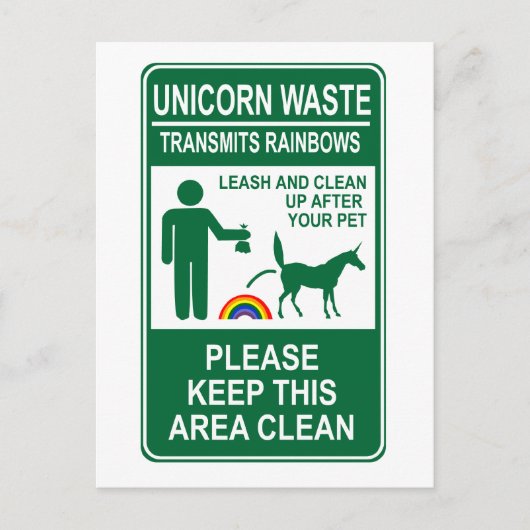 Carte Postale Panneau Unicorne Déchets (Devant)