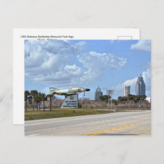 Carte Postale Panneau USS Alabama Battleship Memorial Park (Devant / Derrière)