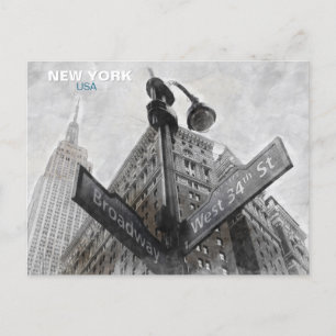 Carte Postale Panneau vintage du coin Broadway - New York City P