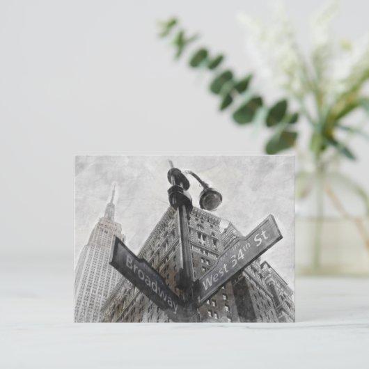 Carte Postale Panneau vintage du coin Broadway - New York City P (Debout devant)