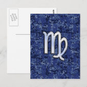 Carte Postale Panneau Virgo Zodiac sur Camouflage numérique bleu (Devant / Derrière)