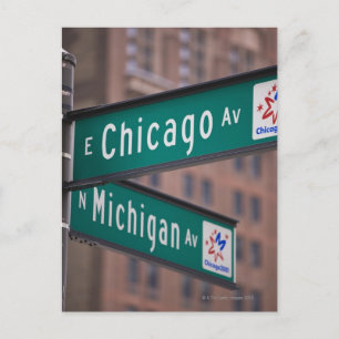 Carte Postale Panneaux de Chicago et Michigan Avenue, Chicago,