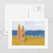 Carte Postale Panneaux De surf Sur La Plage (Devant / Derrière)