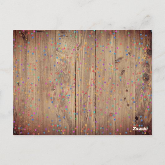 Carte Postale Panneaux en bois rustique Rainbow Confetti Enregis (Dos)