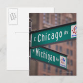 Carte Postale Panneaux indicateurs de Chicago et Michigan Avenue (Devant / Derrière)