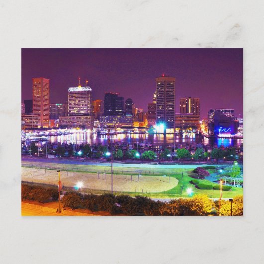 Carte Postale Panorama de Baltimore's Inner Harbor Night Skyline (Devant)