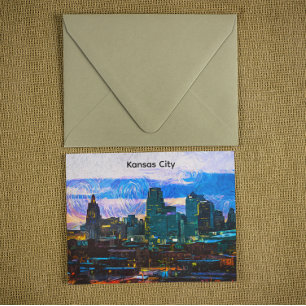 Carte Postale Panorama de peinture à l'huile de Kansas City View