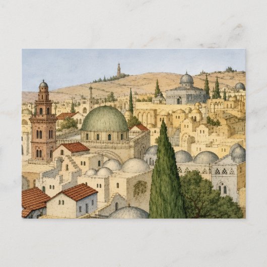 Carte Postale Panorama Vintage de Jérusalem (Devant)