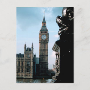 Carte Postale Panorámica Londres Nublado Big Ben y Río Támesis