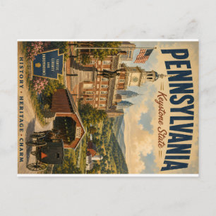 Carte postale panoramique vintage de Pennsylvanie,