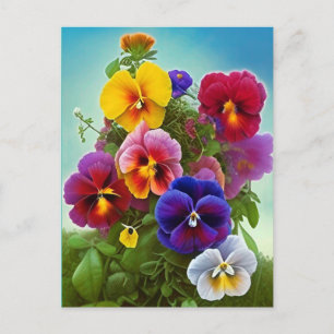 Carte Postale Pansies colorées -AI ART