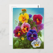 Carte Postale Pansies colorées -AI ART (Devant / Derrière)