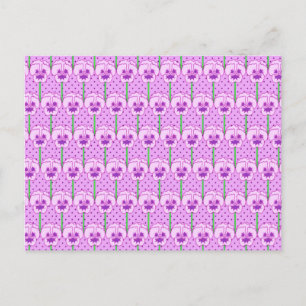 Carte Postale Pansies de lavande - motif de papier peint rétro