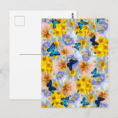 Carte Postale Pansies Et Papillons (Devant / Derrière)
