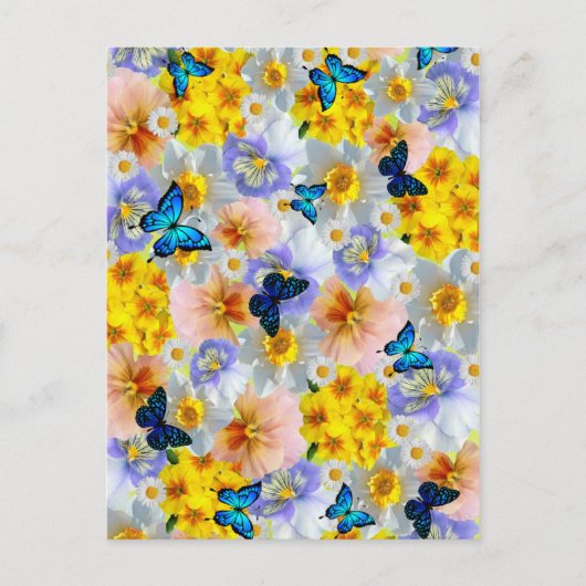 Carte Postale Pansies Et Papillons (Devant)