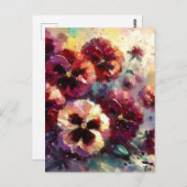Carte Postale Pansies impressionnistes de marron peint floral (Devant / Derrière)