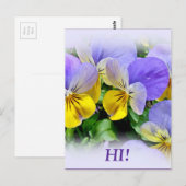 Carte Postale Pansies - pourpre et jaune (Devant / Derrière)