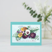 Carte Postale Pansies violettes Anniversaire victorien (Debout devant)