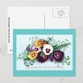 Carte Postale Pansies violettes Anniversaire victorien (Devant / Derrière)