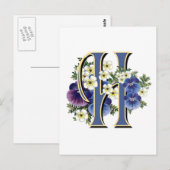 Carte Postale Pansy original peint à la main - H (Devant / Derrière)