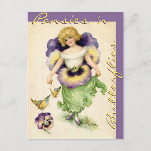 CARTE POSTALE "PANSY WINGS 'N LETTUCE SKIRT"