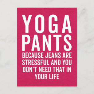 Carte Postale Pantalon de yoga Citation drôle stressante