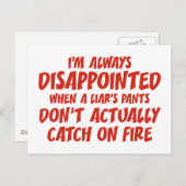 Carte Postale Pantalons menteurs en feu (Devant / Derrière)