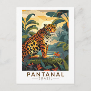 Carte Postale Pantanal Brésil Jaguar Voyage Art Vintage