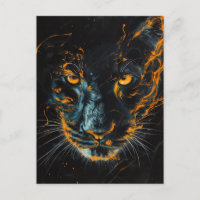 Panthère noire avec des traînées de lumière orange