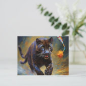 Carte Postale panthère noire de l'IA chat (Debout devant)