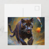 Carte Postale panthère noire de l'IA chat (Devant / Derrière)