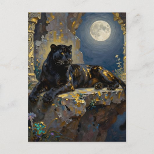 Carte Postale Panthère noire | Garder le contact (Devant)