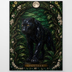 Carte Postale Panthère, vitrail Night Bloom