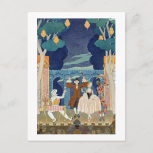 Carte Postale Pantomime Stage, illustration pour Fetes Galantes