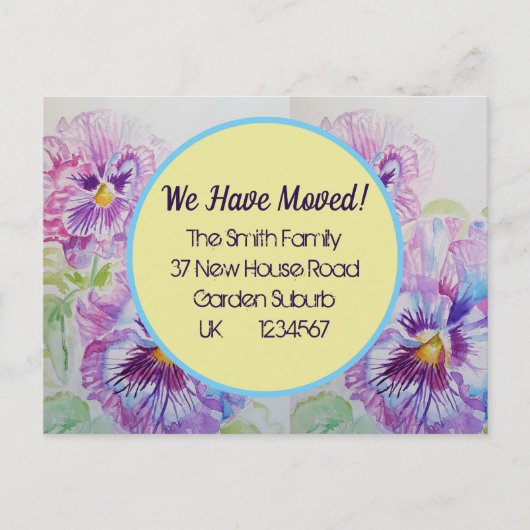 Carte Postale Pany Flowers New Address Postcard, We Are Moving (Devant)