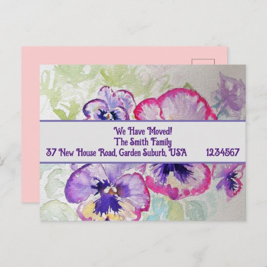 Carte Postale Pany Flowers New Address Postcard, We Are Moving (Devant / Derrière)