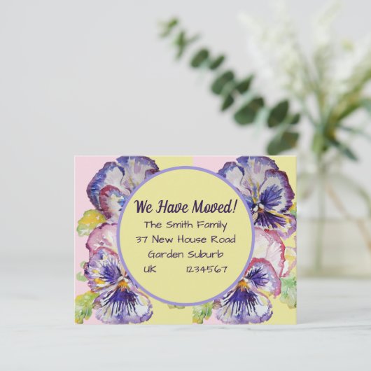 Carte Postale Pany Flowers New Address Postcard, We Are Moving (Debout devant)