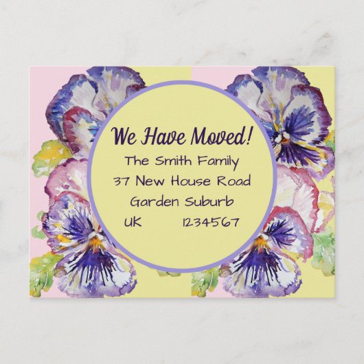 Carte Postale Pany Flowers New Address Postcard, We Are Moving (Devant)
