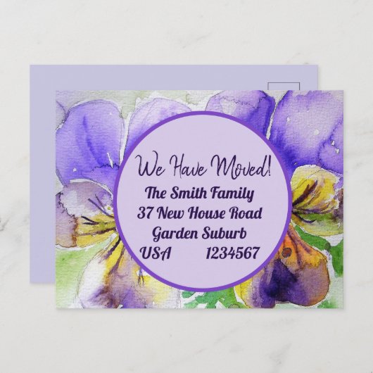 Carte Postale Pany Flowers New Address Postcard, We Are Moving (Devant / Derrière)