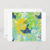 Carte Postale paon à fleurs (Devant / Derrière)